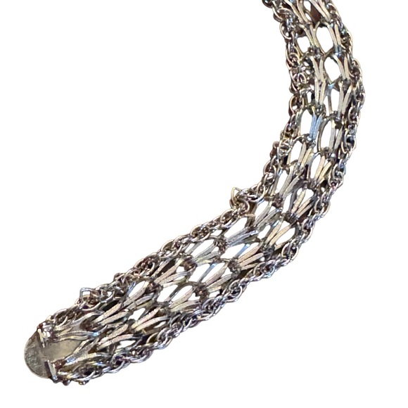 Vintage rhodium plated fancy link charm bracelet JEM Sterling silver 925 - Picture 7 of 8